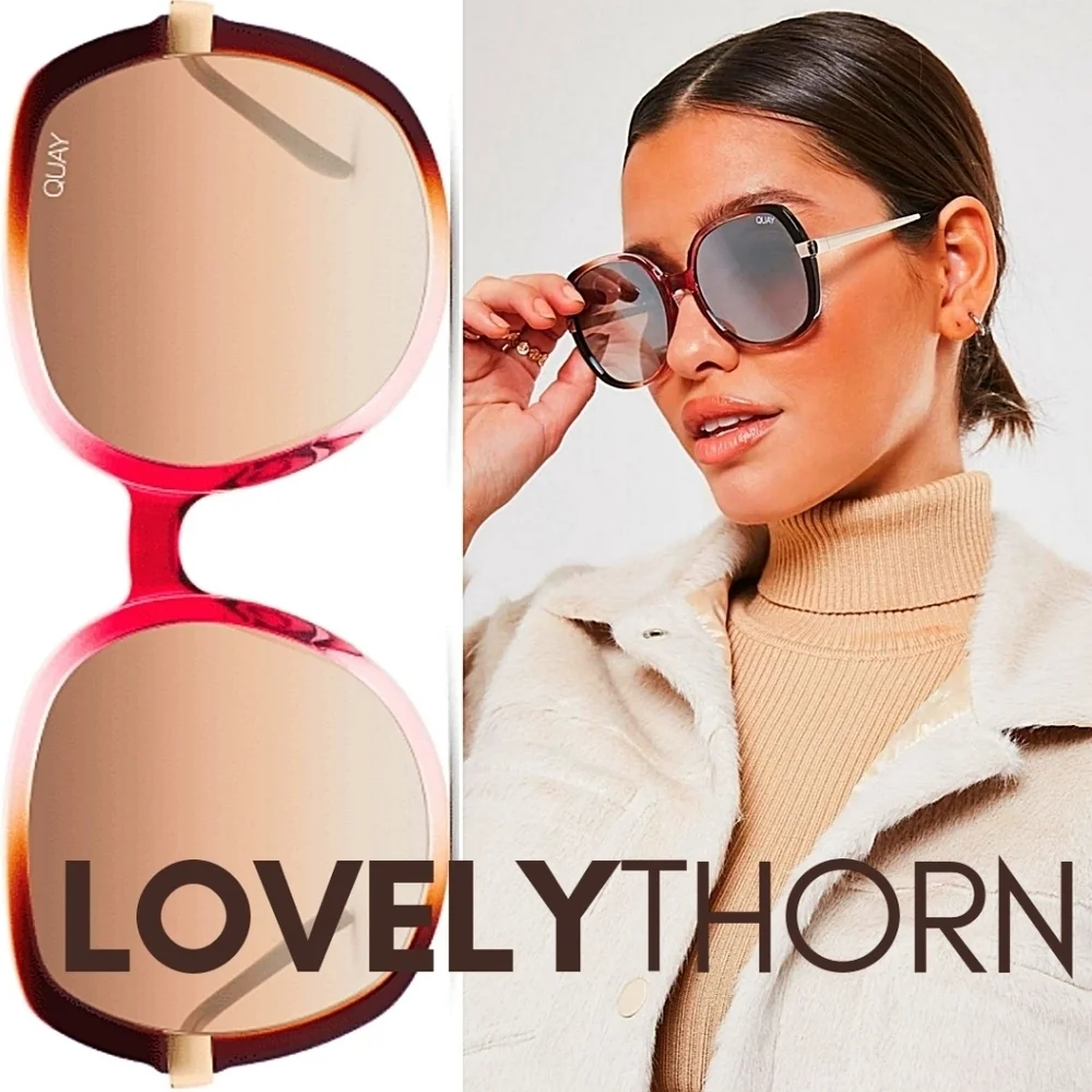 QUAY // ltd ed chrissy teigen retro-glam brown pink frames brown flash lens